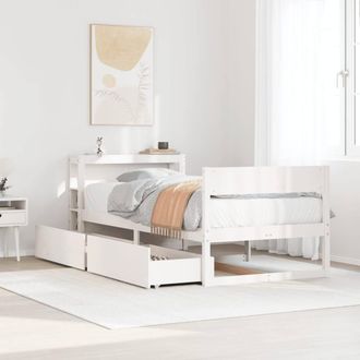 Berkfield Home Bed Frame without Mattress White 75x190 cm Small Single Solid Wood Pine
