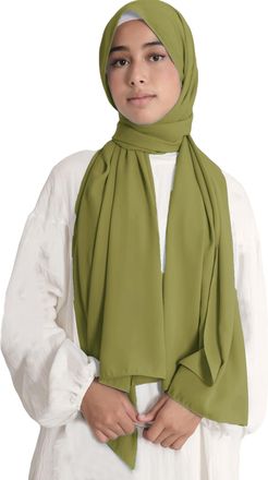 Lina & Lily Medina Silk Hijab Head Scarf Shawl Wrap for Muslim Women Non-see-through Non-slip (Olive Green)