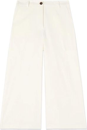 Oltre Cropped Cargo Pants - Dames - Wijde Broeken - Wit - S - Katoen - Broeken