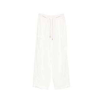 Herno Wide Trousers, female, White, Size: L Drawstring Straight Leg Trousers