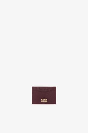 Ganni Red Bou Card Holder in Grained Burgundy
