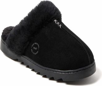 Dearfoams Womens Helena Genuine Suede Scuff House Shoe Slipper