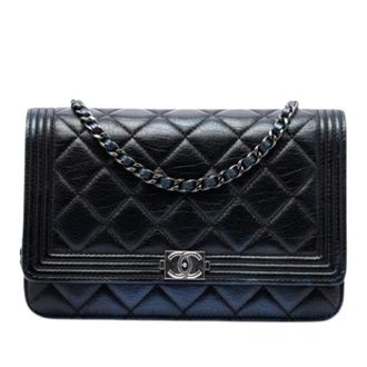 Chanel Pre-owned Boy Wallet on Chain - Dames - Pre-owned - Zwart - Maat: ONE Size Leer
