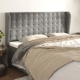 vidaXL Cabecero Con Orejas De Terciopelo Gris Claro 163x23x118/128 Cm Vidaxl
