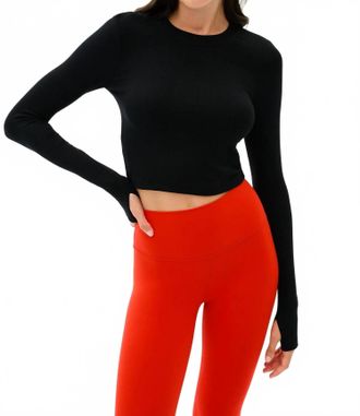 SPLITS59 Louise Rib Long Sleeve Crop Tee In Black