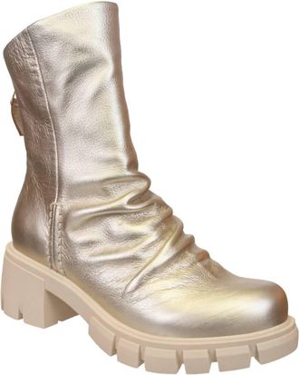 Naked Feet Womens Protocol Heeled Mid Shaft Boots In Gold
