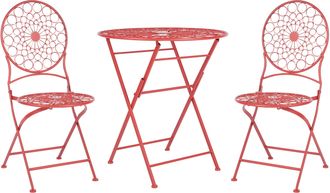 Beliani Beliani - Conjunto De Balc&oacute;n 2 Plazas De Metal Rojo Mesa Sillas Retro Franc&eacute;s Scario