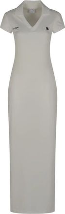 Courr&egrave;ges Sports Polo Lange Jurk - Dames - Maxi kleedjes - Wit - M - Leer - Kleedjes