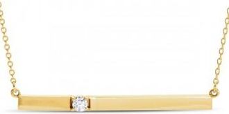 Allurez Horizontal Bar Necklace with Diamond Accent 14k Yellow Gold 0.10ct