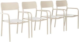 Sweeek Set of 4 stackable garden chair aluminum, Savannah, Beige, 57.5x54x86 cm