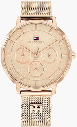 Tommy Hilfiger Womens 36MM Monogram Accent Mesh Watch - Beige
