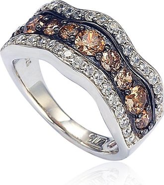 Suzy Levian Sterling Silver Brown & White Cubic Zirconia Wave Ring at Nordstrom Rack, Size 5
