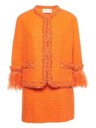 Valentino Tweed embellished suit - Orange