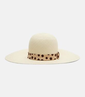 Valentino Polka-dot straw boater hat