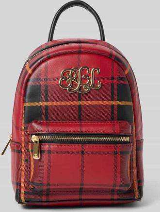 Lauren Ralph Lauren Rucksack mit Tartan-Karo und Label-Applikation in Bordeaux, Größe 1