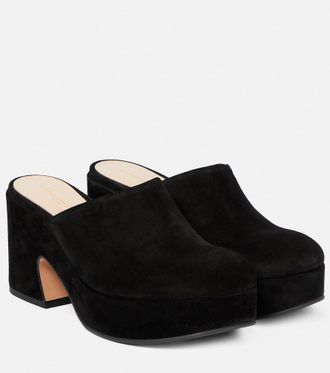 Gianvito Rossi Mules Lyss in suede con plateau