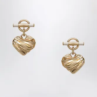 Chlo&eacute; Gold/Ivory heart earrings