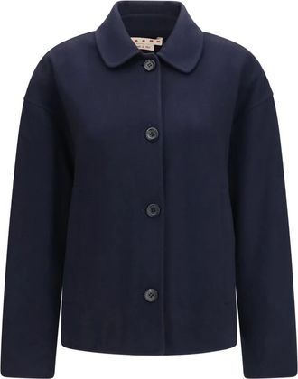 Marni Giacca in Lana con Ricamo Logo - - Jackets - Donna - Blu - M