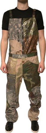 Dolce & Gabbana Mens Multicolor Patchwork Camouflage Overall Pants
