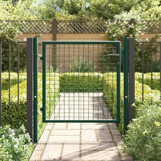 Berkfield Home Durable Fence Gate Steel 100x75 cm Green