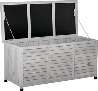 OUTSUNNY Panca Contenitore in Legno Cassapanca da Esterno Grigio - Outsunny