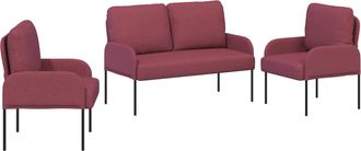 vidaXL Juegos De Sof&aacute;s 3 Uds. Rojo Vino Madera Contrachapada Vidaxl