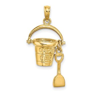 Diamond2Deal 14k Yellow Gold 3D CAPE COD Bucket Shovel Charm