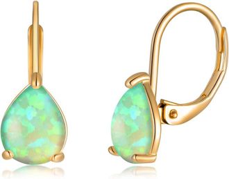 Liv Oliver 18k Gold Blue Opal Drop Earrings
