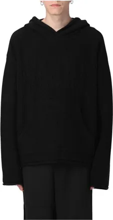 Maison Margiela Hoodies, male, Black, Size: XL Hooded Wool Sweater