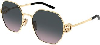 Gucci GG2046S 002 Womens Sunglasses Gold Size 58 - Free RX Lenses - Free RX Lenses