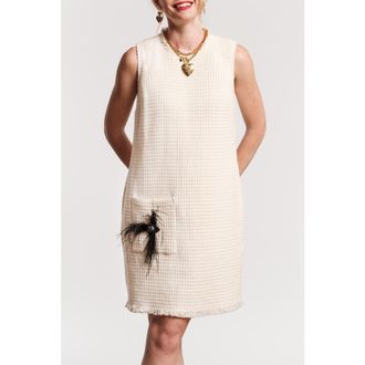 Frances Valentine Twiggy Fringe Dress Fish Boucle in White/black at Nordstrom, Size Medium