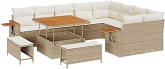 vidaXL Garden Sofa Set with Cushion 12 pcs Beige Poly rattan Vidaxl