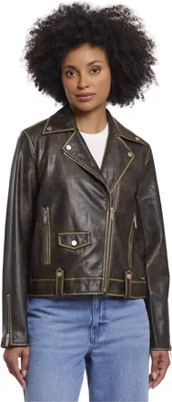 Rino&Pelle Chiodo Jacket - Dames - Leren en Su&egrave;de Jassen - Bruin - 3XL - Polyester - Jassen