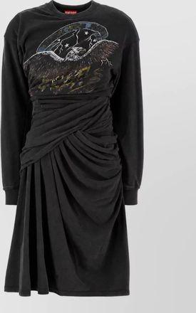 Diesel cotton blend sweatshirt midi dress