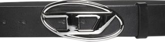 Diesel Womens Belt With D-Logo Buckle Black Leather Wool