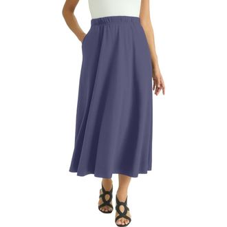 Jessica London Soft Ease Midi Skirt in Deep Dusk at Nordstrom, Size 12