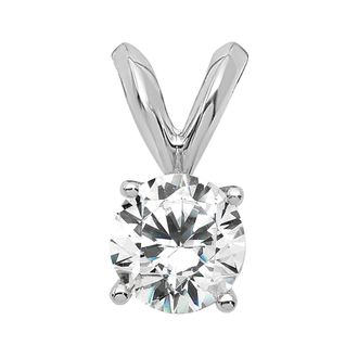 Diamond2Deal 14k Gold Round Lab Grown Diamond Solitaire Pendant (0.37ct, VS, G-H)