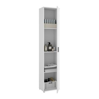 Dmora Dmora - Columna De Ba&ntilde;o Lagalb, Mueble Alto De Ba&ntilde;o, Armario Alto Multiusos 1 Puerta, 39x35h190 Cm, Blanco