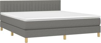 vidaXL Vidaxl - Cama Box Spring Con Colch&oacute;n Y Led Tela Gris Oscuro 160x200 Cm
