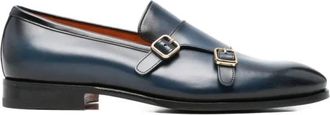 Santoni Monk Schoenen - Heren - Nette schoenen - Blauw - 40 1/2 EU - Leer - Schoenen