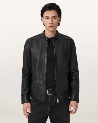 AllSaints Leather Holt Slim Fit Leather Jacket, Size: XXL