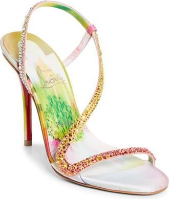 Christian Louboutin Rosa Z Crystal Embellished Slingback Sandal in Yellow Multi at Nordstrom, Size 11.5Us
