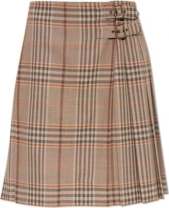 Burberry Odessa Wolrok - Dames - Midirokken - Beige - 2XS - Wol - Rokken