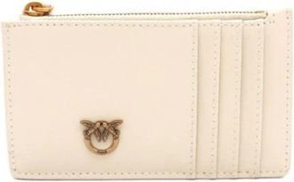 Pinko Airone Cardholder - Dames - Portefeuilles - Wit - ONE Size - Leer - Accessoires