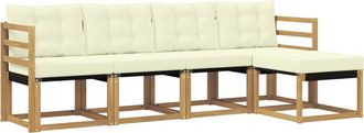 vidaXL Conjunto De Sof&aacute;s De Exterior 5 Uds. Blanco Y Crema Vidaxl