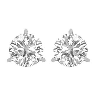 Diamond2Deal 14K White Gold 8 Ct Round Lab Grown Diamond Solitaire Stud Earrings Color- E-F, Clarity- VS1