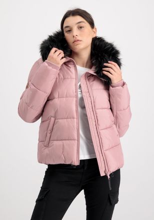 Alpha Industries Winterjacke ALPHA INDUSTRIES Hooded Puffer Alpha Women, Damen, Gr. L, rosa (silber pink), Obermaterial: 100% Polyester, Futter: 100% Polyester, F&uuml;llun