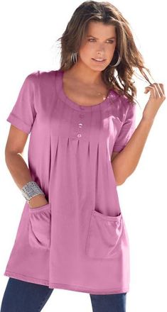 Roaman's Plus Size Two Pocket Soft Knit Swing Tunic in Mauve Orchid at Nordstrom, Size Medium