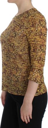 Dolce & Gabbana Womens Multicolor Mosaic Print Silk Blouse T-Shirt