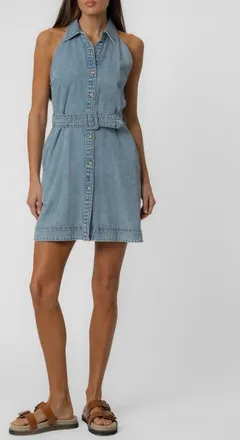 Kut from the Kloth Eileen Halter Denim Dress in Zealful at Nordstrom, Size X-Large